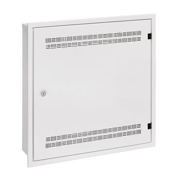 Rozvádzač SOHO LC-18 do steny s lištami 2U, 4U a 11U, 550x550 biela RAL9003 s rámčekom na zamurovani