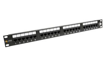 19" patch panel Solarix 24 x RJ45 CAT6 UTP 350 MHz čierny 1U SX24-6-UTP-BK