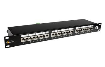 19" patch panel Solarix 24 x RJ45 CAT6 STP čierny 1U SX24-6-STP-BK