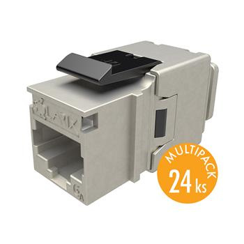 MULTIPACK 24 ks - rýchlozariezavací keystone Solarix CAT6A STP SXKJ-10 G-STP-BK-NA Component Level a