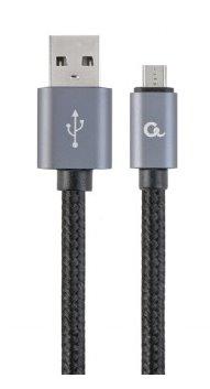 textilný kábel z USB na micro USB, 1,8m, čierny, CABLEXPERT