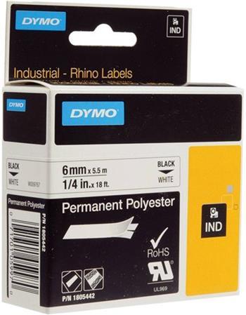 páska DYMO 1805442 PROFI D1 RHINO Black On White Permanent Polyester Tape (6mm)