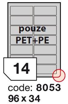 etikety RAYFILM 96x34 matné biele polyetylenové laser/inkjet R05038053A (100 list./A4)