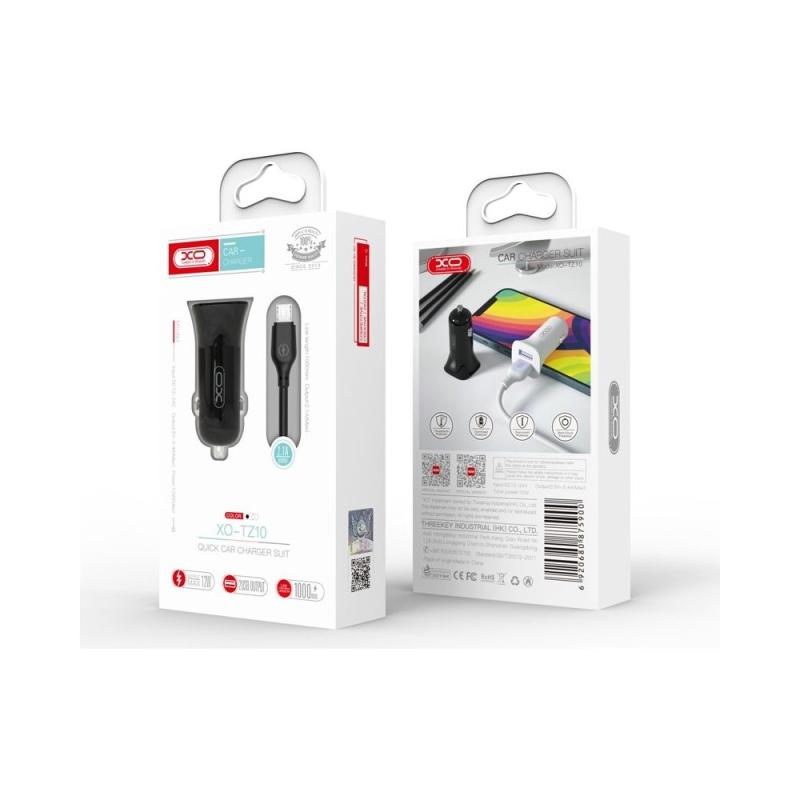 nabíjačka do auta XO TZ10 2USB/2A/12W biela + micro USB kábel 1