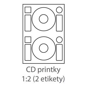 etikety ECODATA Samolepiace 2xCD-KRUH univerzálne biele 2ks/A4 (100 listov A4/bal.)