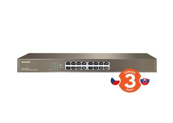 Tenda TEG1016 G 16-Port Gigabit Ethernet Switch, 10/100/1000 Mb/s, ochrana 6kV, Rackmount, Fanless