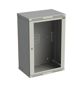Rozvádzač nástenný SENSA 18U 400 mm, dvere sklo, RAL 7035, SENSA-18U-64-11-G
