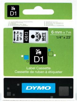 páska DYMO 43613 D1 Black On White Tape (6mm)