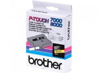páska BROTHER TX611 čierne písmo, žltá páska Tape (6mm)