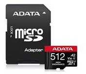 Pamäťová karta ADATA High Endurance micro SDXC karta 512GB UHS-I U3 Class 10 + adaptér
