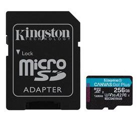 Pamäťová karta Kingston Canvas Go! Plus microSDXC 256GB Class 10, UHS-I, U3, V30, A2, 200/104MB/s (+