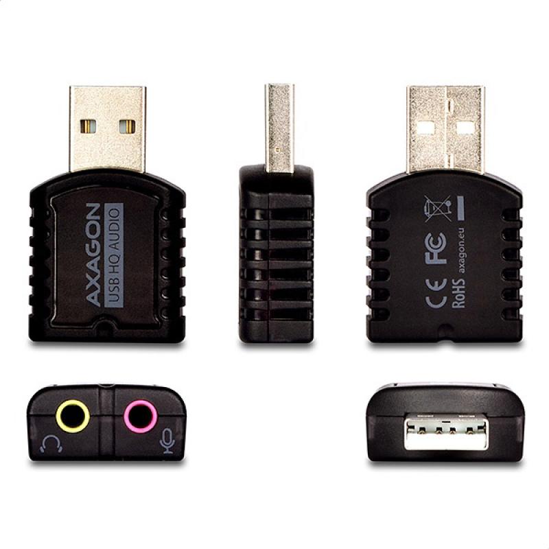 AXAGON ADA-17 USB mini audio, redukcia USB na 2x 3,5mm Jack (slúchadlá + mikrofón) HQ audio, 24-bit/ 6