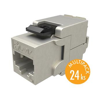 MULTIPACK 24 ks - samorezný keystone Solarix CAT6A STP SXKJ-10 G-STP-BK-SA Component Level a 4PPoE c