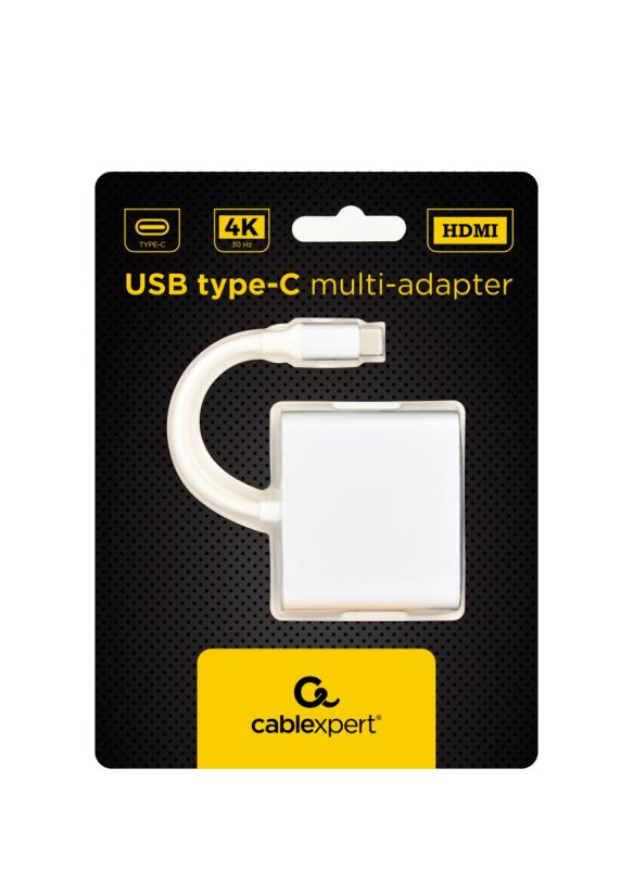 USB hub typ C, multi adaptér - HDMI / USB 3.0 / USB typ C, strieborný, GEMBIRD 1