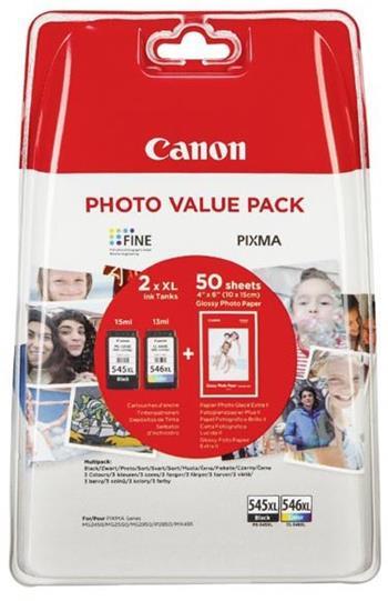 kazeta CANON PG-545 XL black + CL-546 XL color MG2450/MG2550 + GP501 10x15