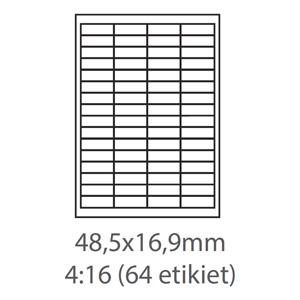 etikety ECODATA Samolepiace 48,3x16,9 univerzálne biele 64ks/A4 (100 listov A4/bal.)