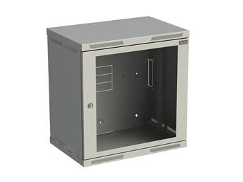 Rozvádzač nástenný SENSA 12U 400 mm, dvere sklo, RAL 7035, SENSA-12U-64-11-G