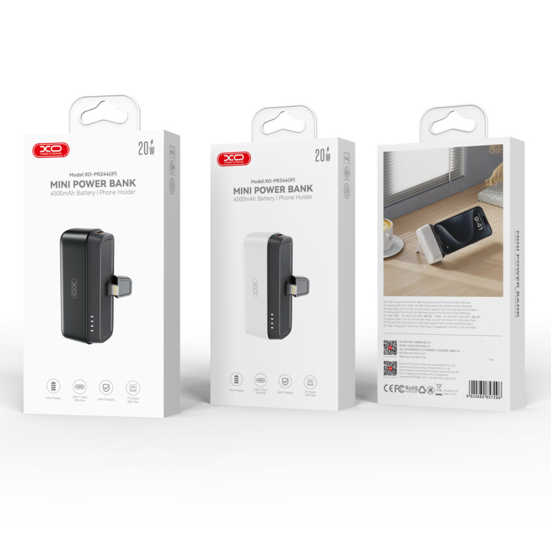 XO power bank mini PR244 20W 5000 mAh with Lightning connector black 4