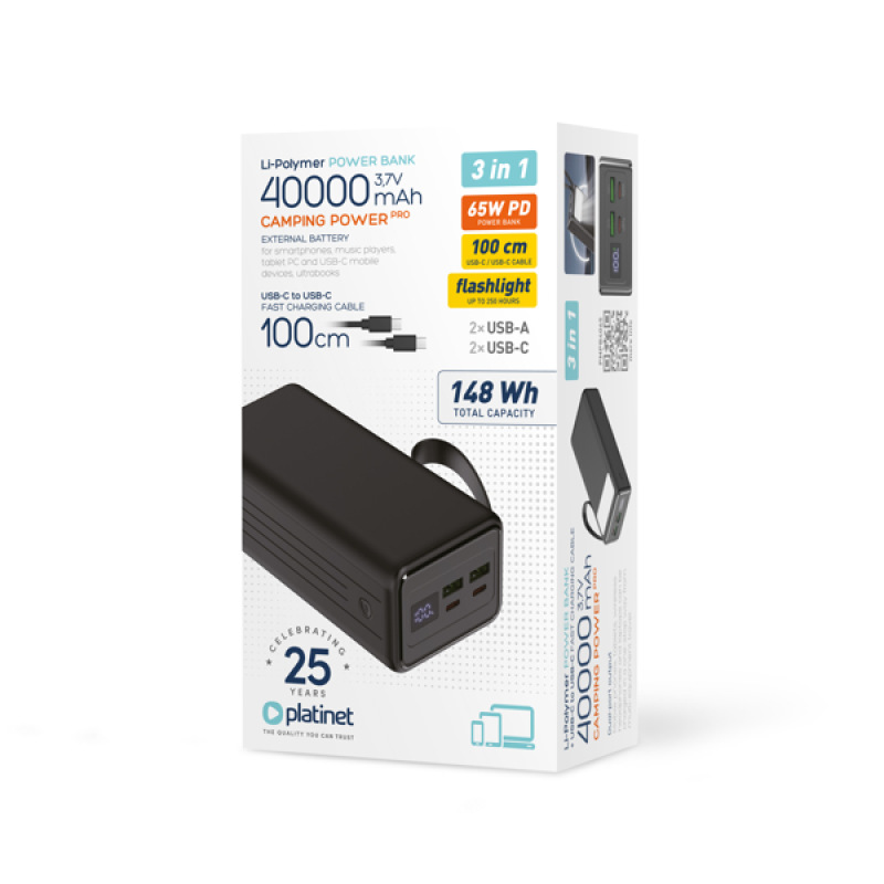Platinet PMPB8065 Powerbanka 80000 mAh 65W Power Delivery, 2xUSB-C, 4xUSB-A, kábel USB-C 1m, black 4
