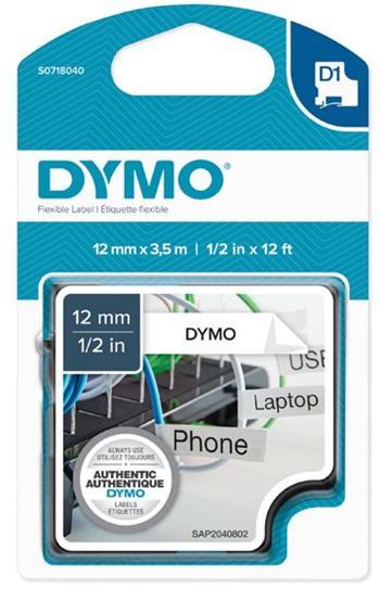 páska DYMO 16957 D1 Black On White Flexible Nylon Tape (12mm)