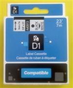 kompatibilná páska pre DYMO 45021 D1 White On Black Tape (12mm)