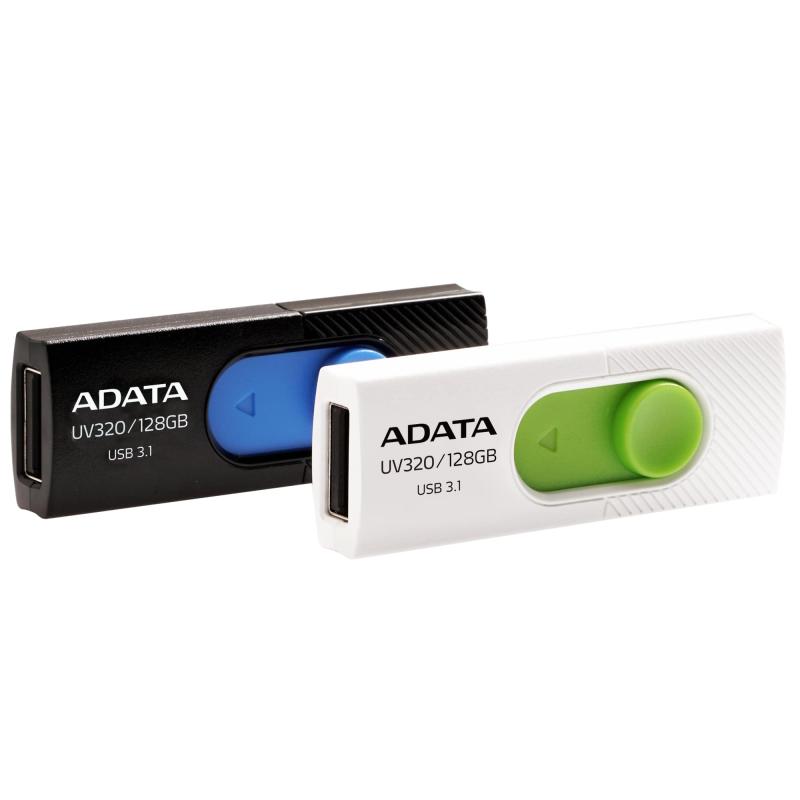 USB kľúč ADATA DashDrive™ Series UV320 128GB USB 3.1 flashdisk, výsuvný, biely+zelená 1