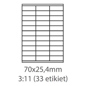 etikety ECODATA Samolepiace 70x25,4 univerzálne biele (1000 listov A4/bal.)