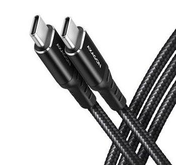 AXAGON BUCM-CM20AB, HQ kabel USB- typ C <-> USB- typ C, 2m, USB 2.0, PD 60W 3A, ALU, opletený, čiern