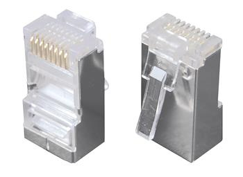 Konektor RJ45 CAT5E STP 8p8c tienený neskladaný na drôt KRJS45/5SLD, cena za kus, balenie 100ks