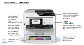 MFP farebné atram. EPSON WorkForce Pro EM-C800RDWF, A4, GLAN, DUPLEX, RASF, FAX, WiFi,