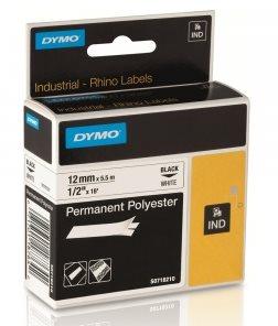 páska DYMO 18764 (18483) PROFI D1 RHINO Black On White Permanent Polyester Tape (12mm)