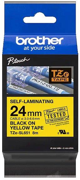 páska BROTHER TZeSL651 čierne písmo, žltá páska SELF-LAMINATING Tape (24mm)