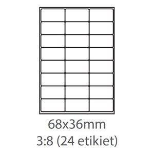 etikety ECODATA Samolepiace 68x36 univerzálne biele 24ks/A4 (1000 listov A4/bal.)