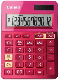 stolová kalkulačka CANON LS-123K ružová, 12 miest, solárne napájanie + batérie