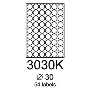 etikety RAYFILM 30mm kruh univerzálne biele R01003030KA (100 list./A4)