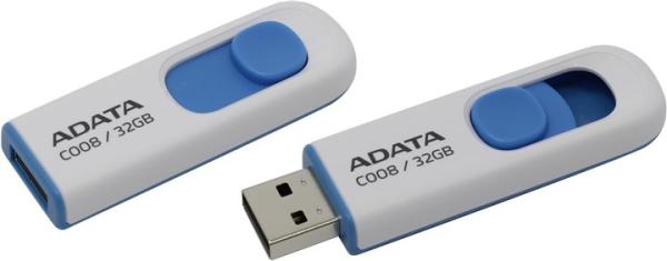 USB kľúč ADATA Classic Series C008 32GB USB 2.0 výsuvný konektor, bielo-modrý