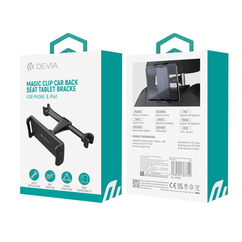 držiak na telefón a tablet Devia ES077 čierny 1