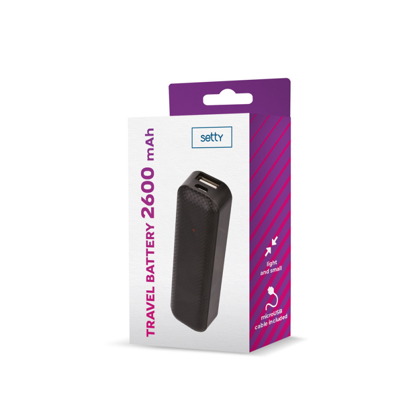 PowerBank Setty 2600 mAh mini čierna 1