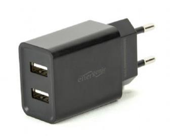 univerzálna USB nabíjačka ENERGENIE 220V / 2 x USB, 2,1A, čierna