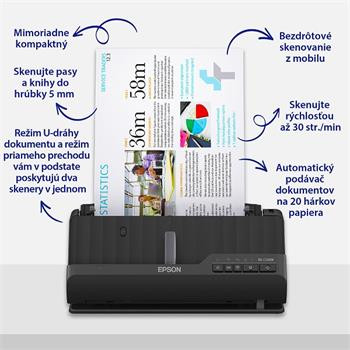 skener EPSON WorkForceES-C320W, A4, ADF, DUPLEX, USB, Wi-Fi
