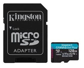 Pamäťová karta Kingston Canvas Go! Plus microSDXC 128GB Class 10, UHS-I, U3, V30, A2, 200/104MB/s (+