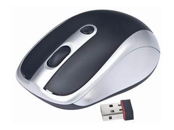 myš GEMBIRD optická bezdrôtová, čierno-strieborná, 1600 DPI, nano USB