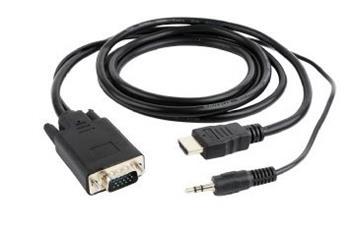 kábel z HDMI na VGA + audio, 1,8m, čierny GEMBIRD