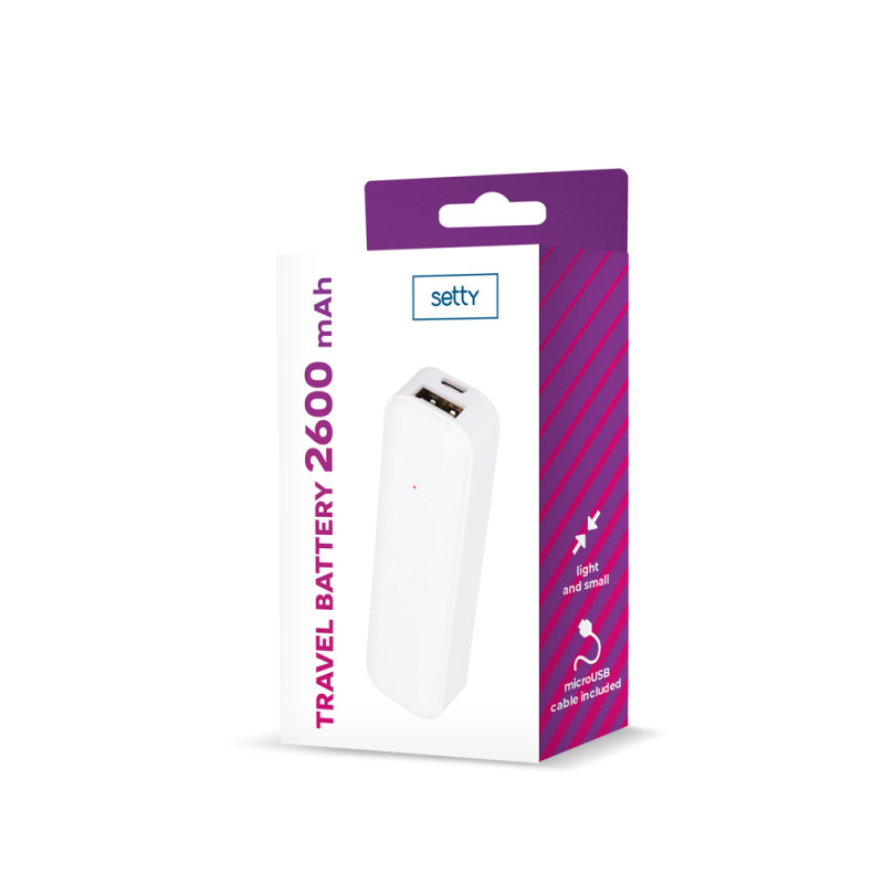 PowerBank Setty 2600 mAh mini biela 1