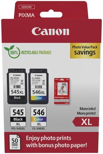 kazeta CANON PG-545 XL black + CL-546 XL color MG2450/MG2550 + GP501 10x15