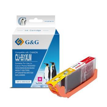 alt. kazeta G&G pre CANON CLI-551M XL iP 7200 / iP 7250 / iP8750 / iX6850 / MG5450 / MG5550 / MG5650