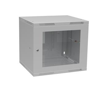 Rozvádzač nástenný skladaný SENSA LITE 9U 450 mm, dvere sklo, RAL 7035, SENSA-L-9U-545-11-G