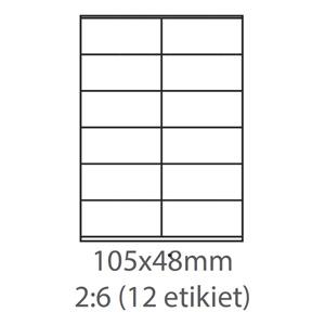 etikety ECODATA Samolepiace 105x48 univerzálne biele 12ks/A4 (100 listov A4/bal.)