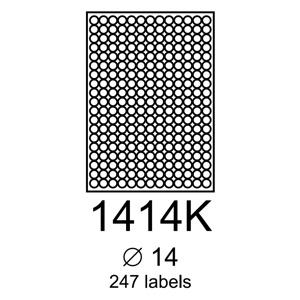 etikety RAYFILM 14mm kruh univerzálne biele R01001414KA (100 list./A4)
