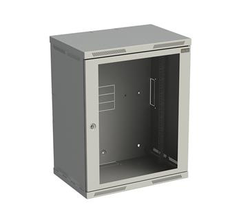 Rozvádzač nástenný SENSA 15U 400 mm, dvere sklo, RAL 7035, SENSA-15U-64-11-G